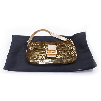 Fendi Gold Sequin Baguette