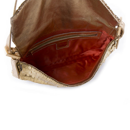 Fendi Gold Sequin Baguette