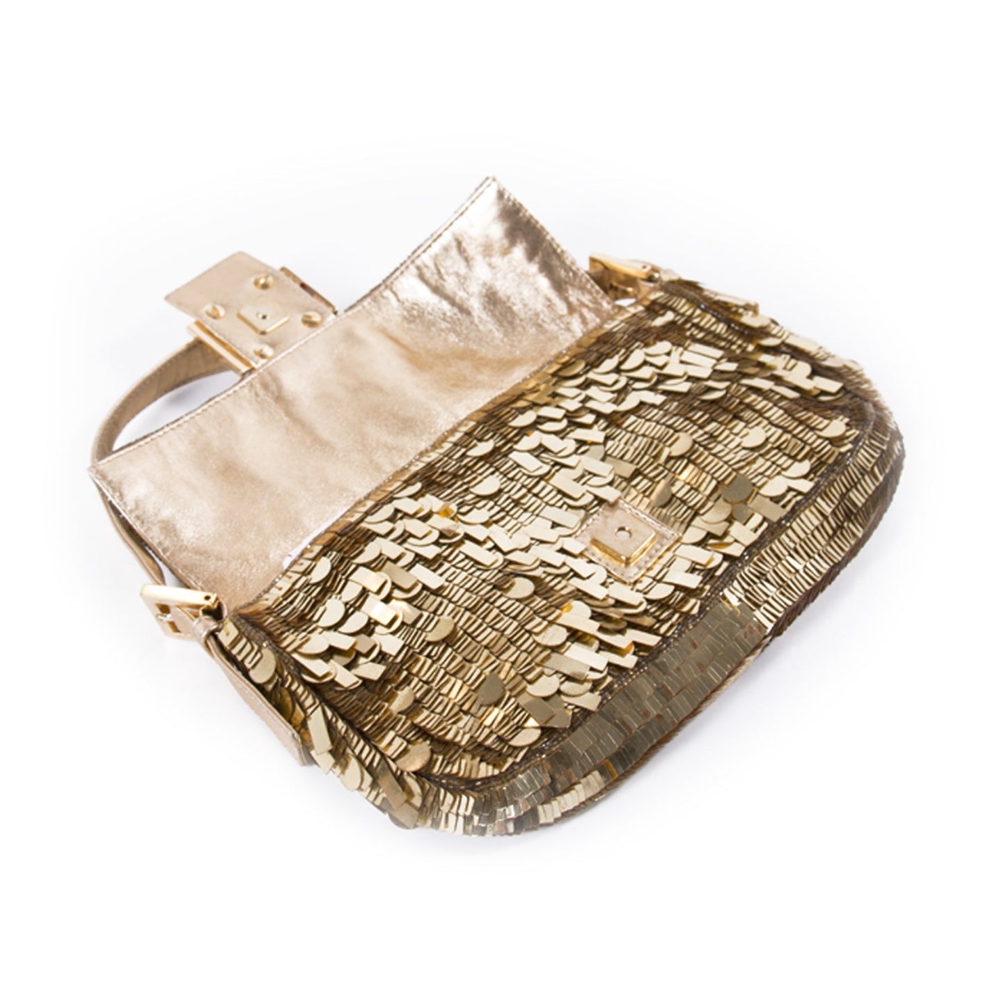Fendi Gold Sequin Baguette
