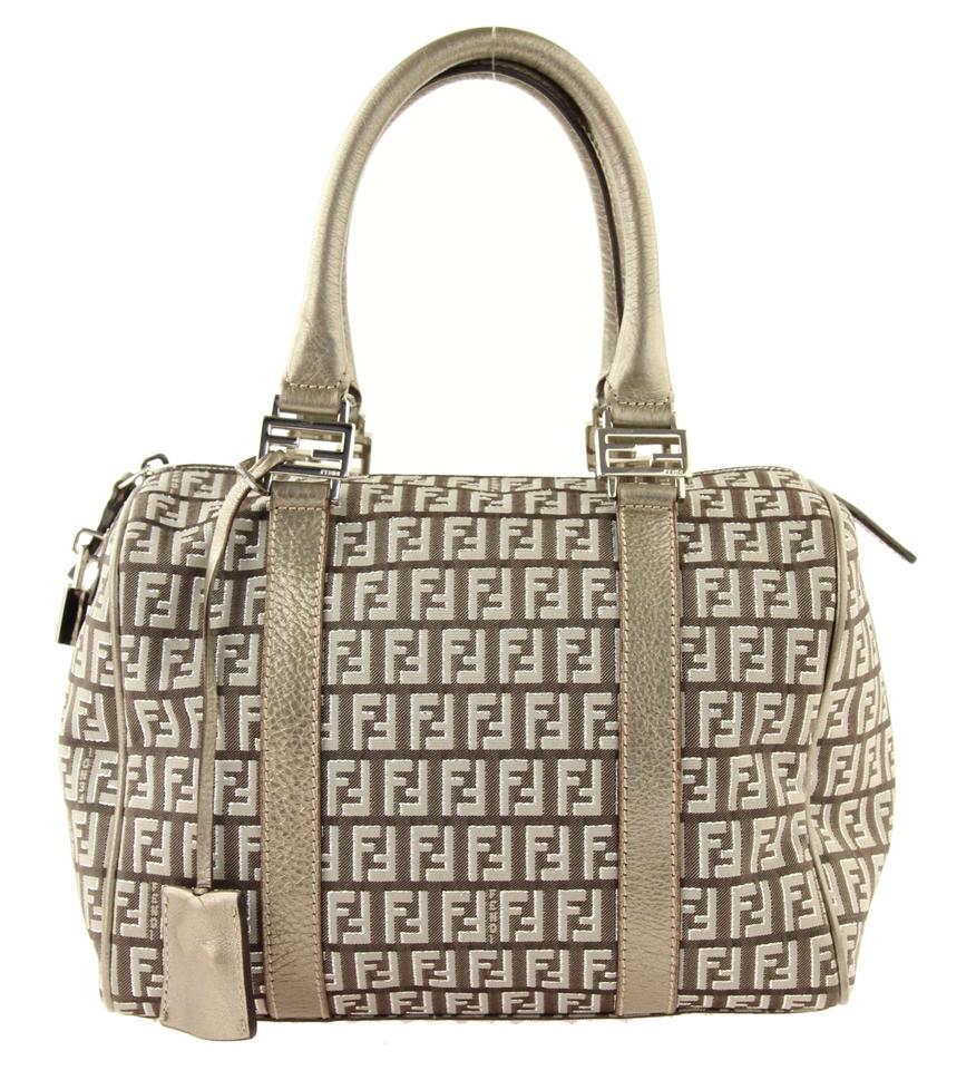 Fendi Small Forever Bauletto Zucchino Brown Canvas Satchel