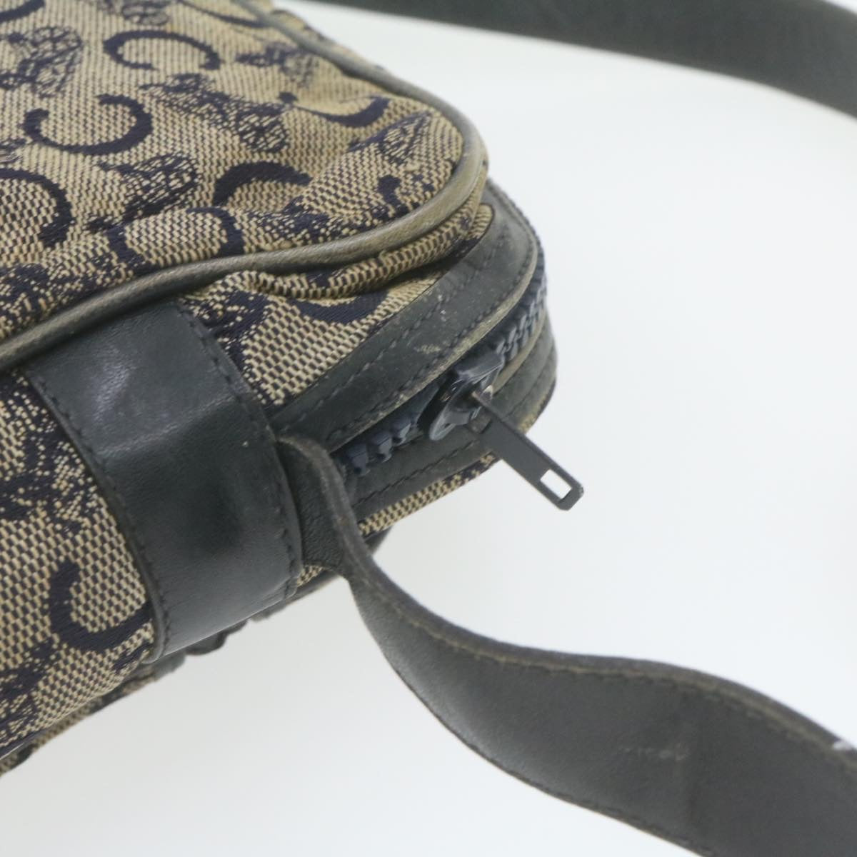 Celine Horse Carriage C Macadam Canvas Shoulder Bag Navy Blue  fm272