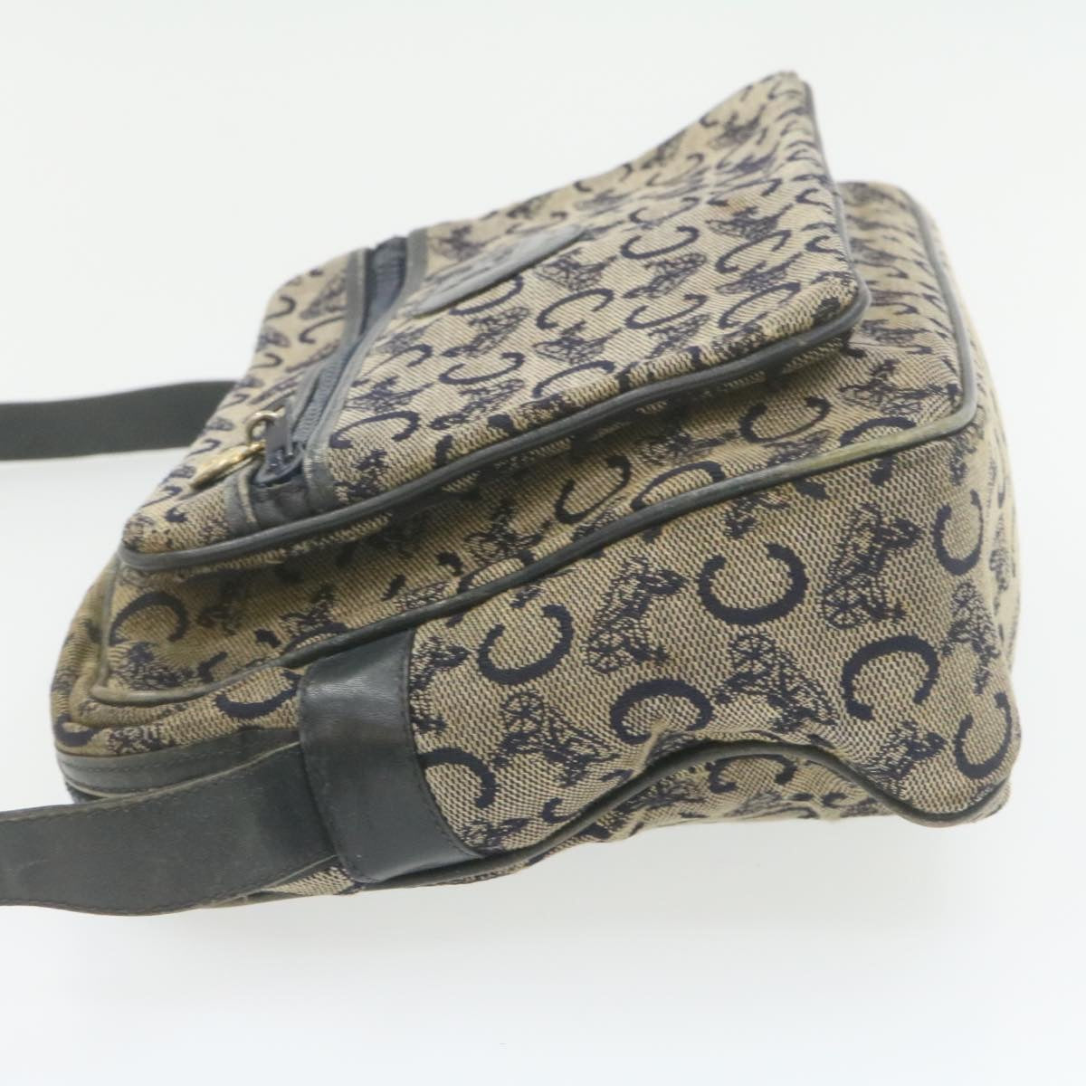Celine Horse Carriage C Macadam Canvas Shoulder Bag Navy Blue  fm272