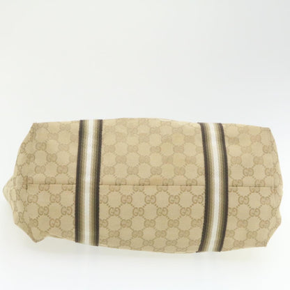 GUCCI Sherry Line GG Canvas Tote Bag Canvas Beige Gold Brown 139260  am626g