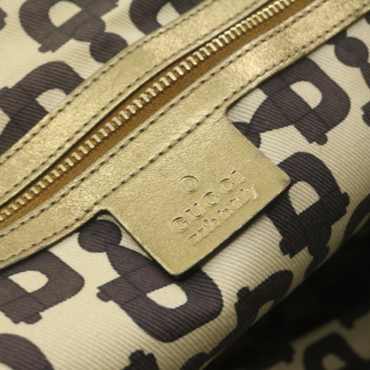 GUCCI Sherry Line GG Canvas Tote Bag Canvas Beige Gold Brown 139260  am626g