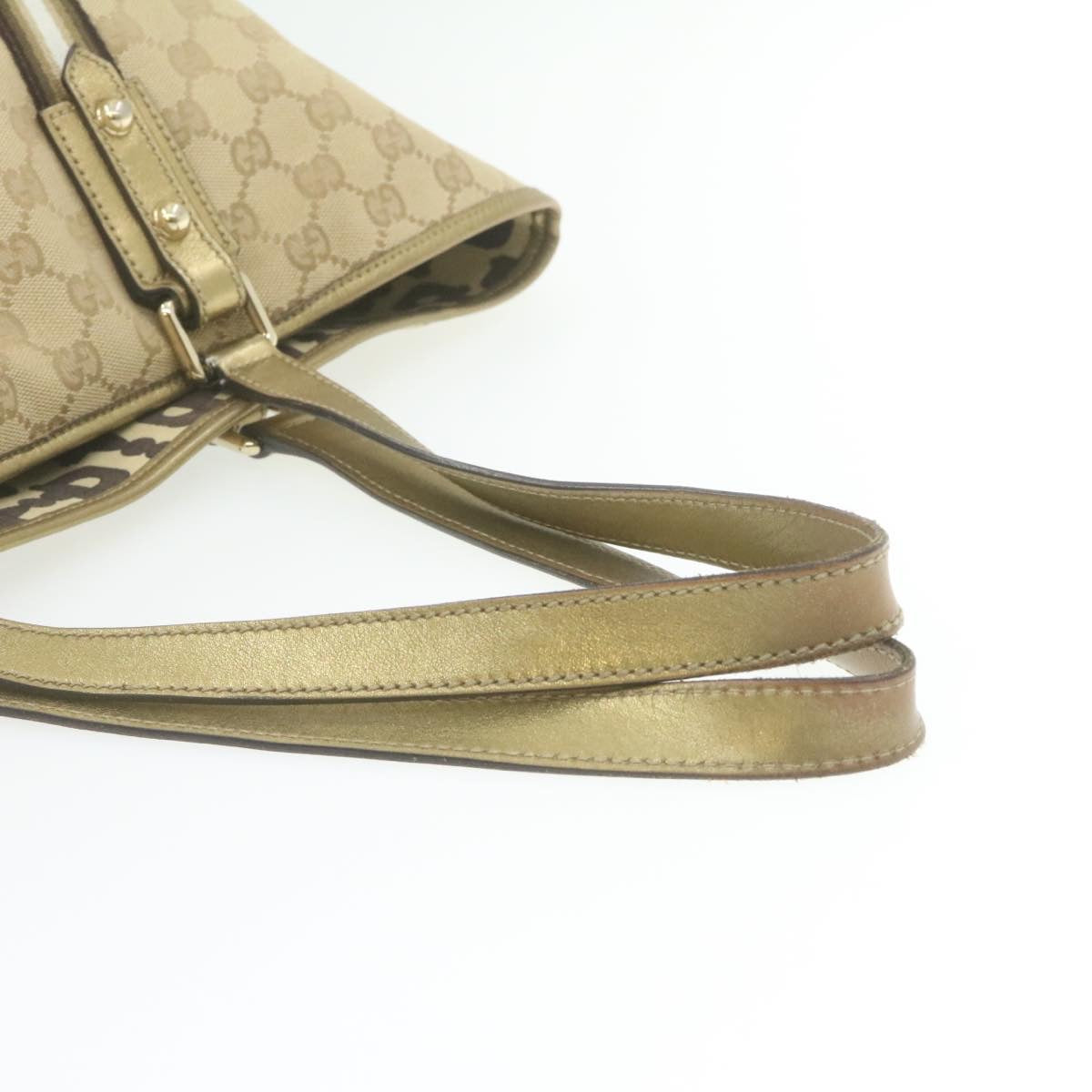 GUCCI Sherry Line GG Canvas Tote Bag Canvas Beige Gold Brown 139260  am626g