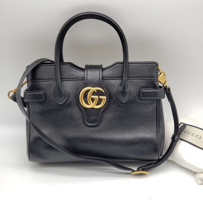 Gucci Calfskin New Sakai Lux Small Dahkia Top Handle Shoulder Bag