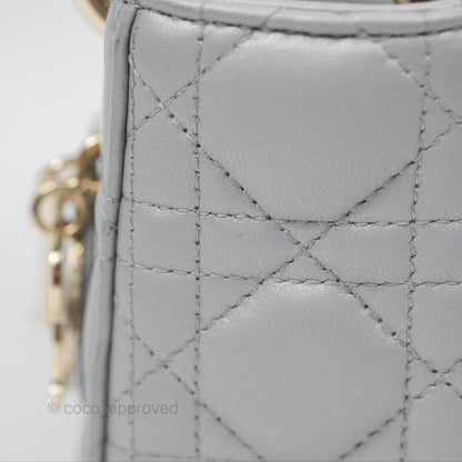 Christian Dior Cannage Mini Lady Dior Grey Gold Hardware