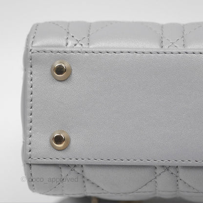 Christian Dior Cannage Mini Lady Dior Grey Gold Hardware