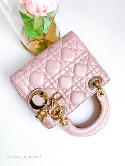 Christian Dior Calfskin Cannage Mini Lady Dior Pink