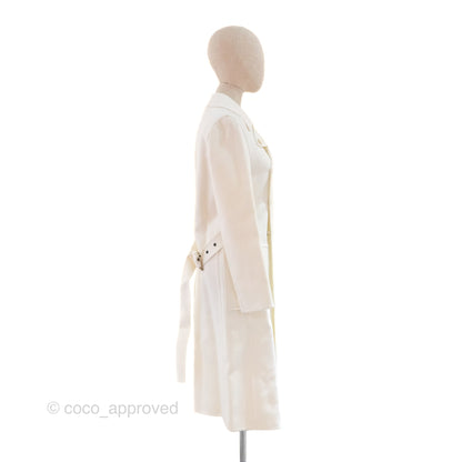 Christian Dior Mid-Length Belted Coat Ivory Size 34