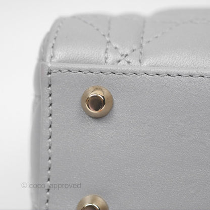 Christian Dior Cannage Mini Lady Dior Grey Gold Hardware