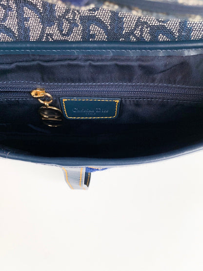 Christian Dior Vintage Oblique Saddle Bag Blue