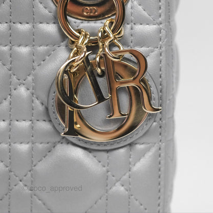 Christian Dior Cannage Mini Lady Dior Grey Gold Hardware