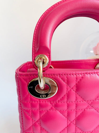 Lady Dior Mini Pink Lambskin Gold Hardware