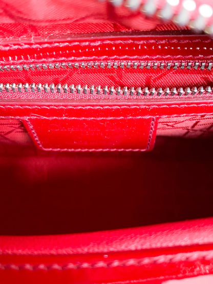 Christian Dior Patent Cannage Medium Lady Dior Red Silver Hardware