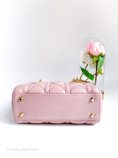 Christian Dior Calfskin Cannage Mini Lady Dior Pink