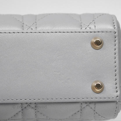 Christian Dior Cannage Mini Lady Dior Grey Gold Hardware