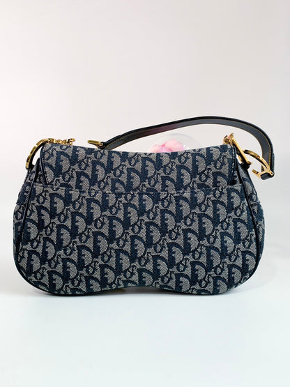 Christian Dior Vintage Oblique Saddle Bag Blue