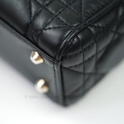 Christian Dior Cannage Mini Lady Dior Black Silver Hardware