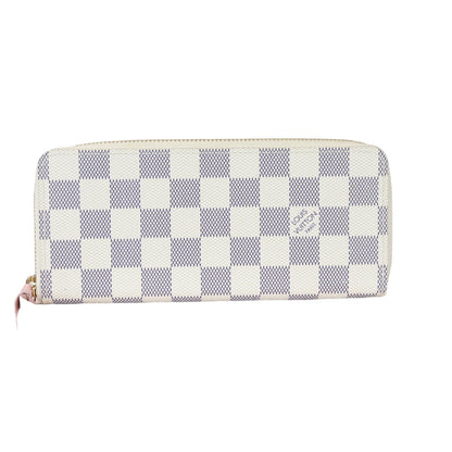 Louis-Vuitton Clemence Wallet Damier Azure Canvas White GHW