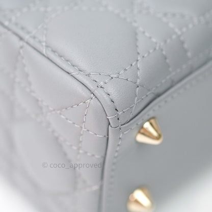 Christian Dior Lambskin My ABCDior Lady Dior Grey Gold Hardware