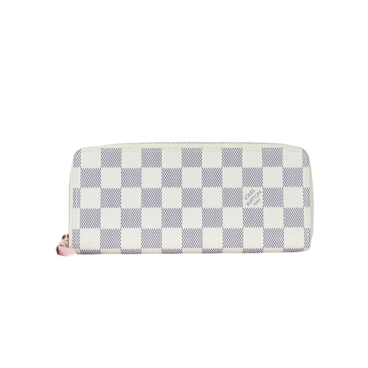 Louis-Vuitton Clemence Wallet Damier Azure Canvas White GHW