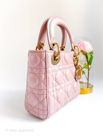 Christian Dior Calfskin Cannage Mini Lady Dior Pink
