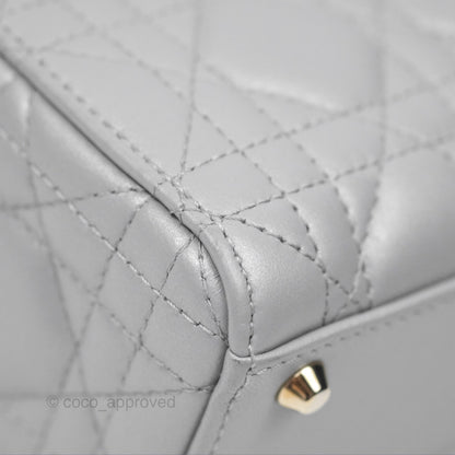 Christian Dior Cannage Mini Lady Dior Grey Gold Hardware