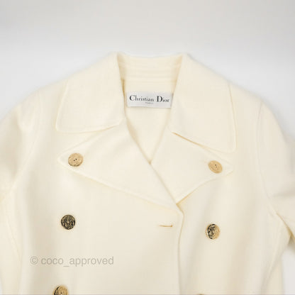 Christian Dior Mid-Length Belted Coat Ivory Size 34