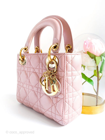 Christian Dior Calfskin Cannage Mini Lady Dior Pink