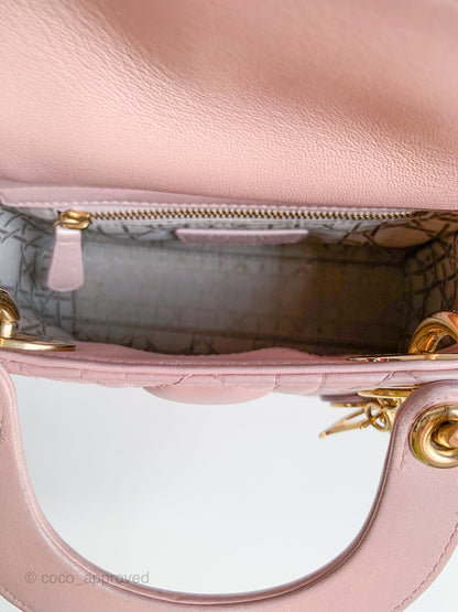 Christian Dior Calfskin Cannage Mini Lady Dior Pink