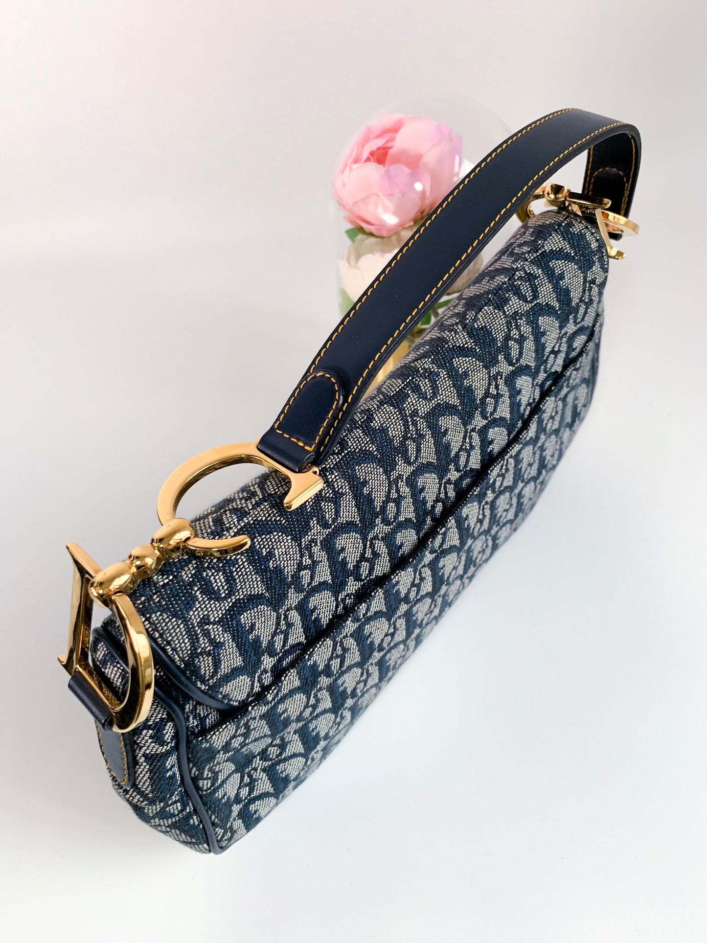 Christian Dior Vintage Oblique Saddle Bag Blue