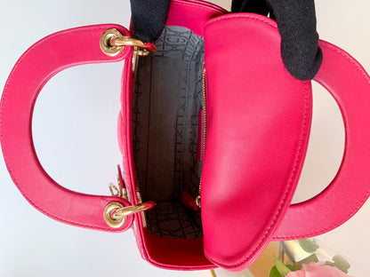 Lady Dior Mini Pink Lambskin Gold Hardware