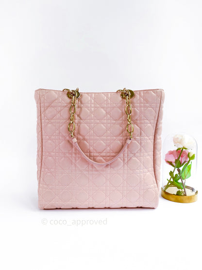 Christian Dior Lambskin Large Lady Dior Tote Bag Blush Pink