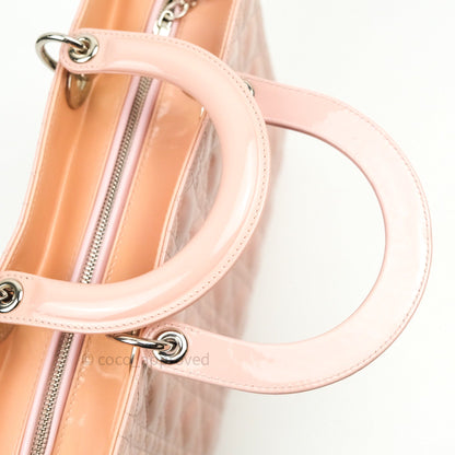 Christian Dior Patent Cannage Large Lady Dior Light Pink
