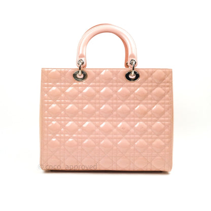 Christian Dior Patent Cannage Large Lady Dior Light Pink