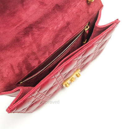 Christian Dior Lambskin Cannage Small Dioraddict Flap Bag Red Gold Hardware