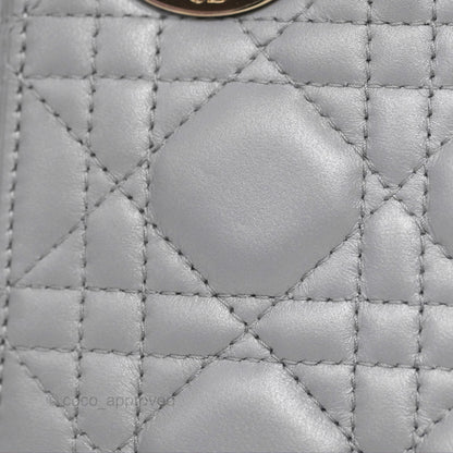 Christian Dior Cannage Mini Lady Dior Grey Gold Hardware