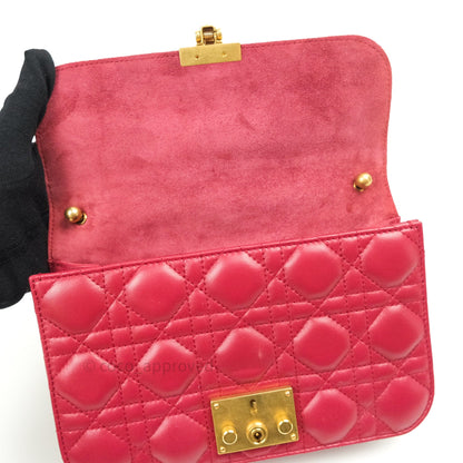 Christian Dior Lambskin Cannage Small Dioraddict Flap Bag Red Gold Hardware