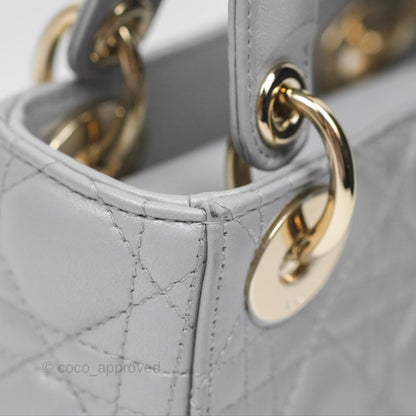 Christian Dior Cannage Mini Lady Dior Grey Gold Hardware