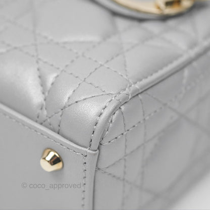 Christian Dior Cannage Mini Lady Dior Grey Gold Hardware