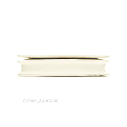 Christian Dior Diorama Wallet on Chain in White Calfskin Studded Gold