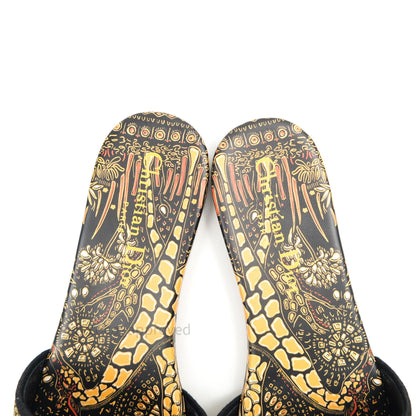 Christian Dior Canvas Embroidered Kaleidioroscopic Mules Slide Sandals 36