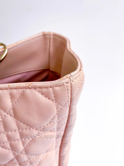 Christian Dior Lambskin Large Lady Dior Tote Bag Blush Pink