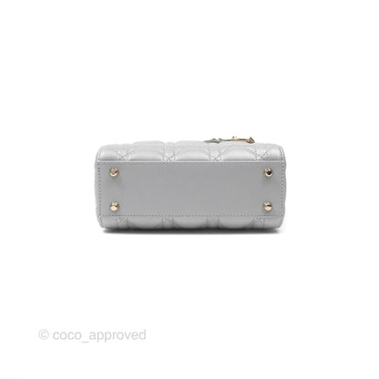 Christian Dior Cannage Mini Lady Dior Grey Gold Hardware