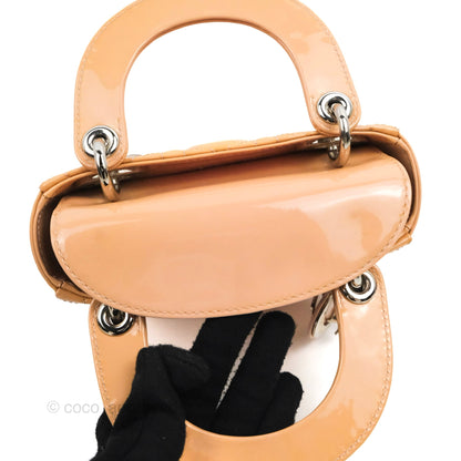 Christian Dior Mini Lady Dior Beige Pink Patent Silver Hardware