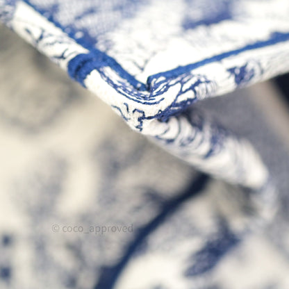 Christian Dior Embroidered Toile De Jouy Small Canvas Book Tote Blue