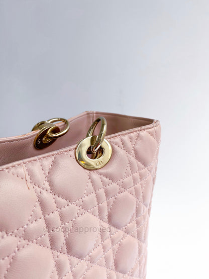 Christian Dior Lambskin Large Lady Dior Tote Bag Blush Pink
