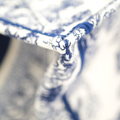 Christian Dior Embroidered Toile De Jouy Small Canvas Book Tote Blue