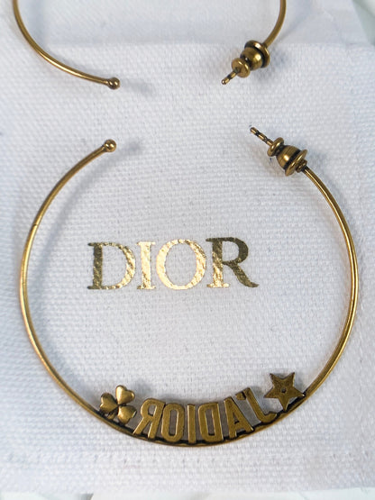 Dior J’adore Hoops Earrings Antique Gold